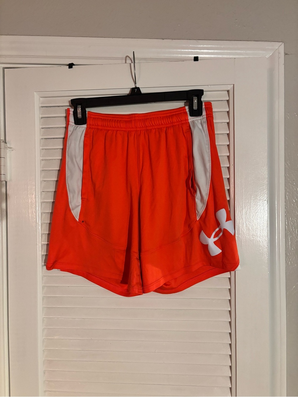 Under Armour Bright Orange Women's Athletic Shorts with White Panels